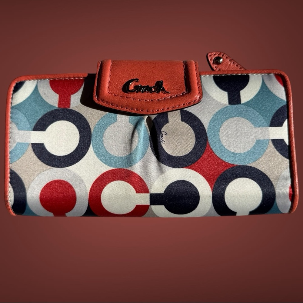 Coach Madison Op Art Sateen Zip Around Wallet Y2K